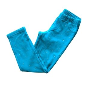 Cat & Jack Girls Cotton Blue Jogger Leggings with Silver Dots Size 5T